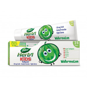 Детская зубная пастасо вкусом арбуза в комплекте с зубной щеткой (Herb'l Kids Watermelon) Dabur | Дабур