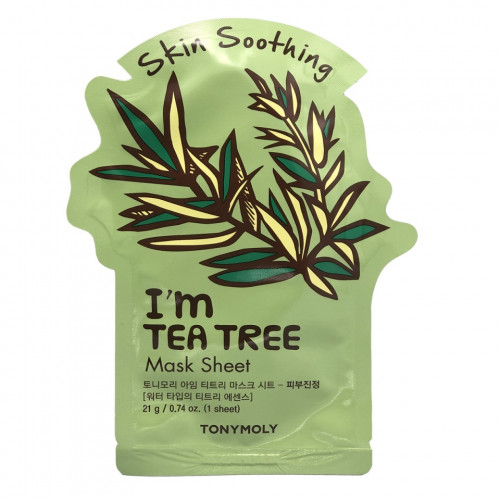 Тканевая маска для лица с экстрактом чайного дерева успокаивающая I'm TEA TREE Mask Tony Moly 21гр