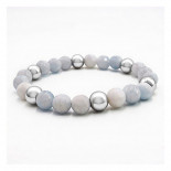 Браслет из камня Аквамарин с гематитом и с огранкой символ любви и крепкой дружбы 8мм