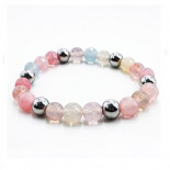 Браслет из камня Берилл с гематитом и с огранкой открывает денежный поток 8мм