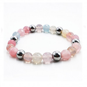 Браслет из камня Берилл с гематитом и с огранкой открывает денежный поток 8мм