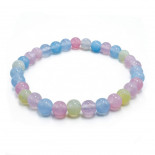 Браслет из камня Аквамарин Розовый кварц и Цитрин притягивает энергии денег и любви 6мм