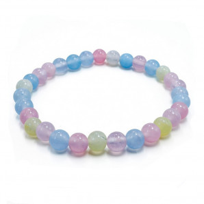 Браслет из камня Аквамарин Розовый кварц и Цитрин притягивает энергии денег и любви 6мм