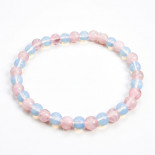 Браслет из камня Лунный камень и Розовый кварц символ любви и верности 6мм