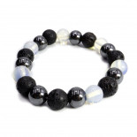 Браслет Планетарный ЛУНА Шунгит Гематит Лунный камень - мудрость, статус, слава 1шт