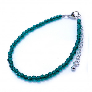 Браслет Шпинель Изумрудный цвет с алмазной огранкой 3мм