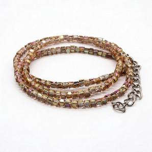 Бусы чокер Кубик хрусталь Ванильный персик алмазная огранка 3мм-38см