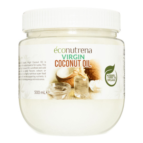 Органическое кокосовое масло холодного отжима, PET | Econutrena 500г