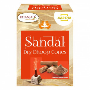 Благовоние конусы сухие Сандал PATANJALI Aastha Sandal Dry Dhoop Cones 20g