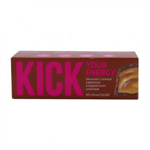 Батончик с соленой карамелью в карамельном шоколаде «Кик» (Kick) Food Revolution | Фуд Революшн 45г