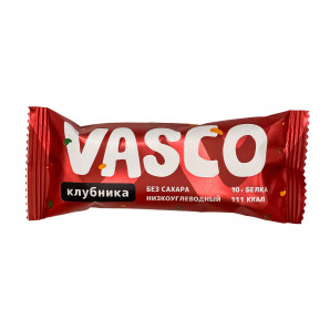 Низкоуглеводный батончик в глазури вкус клубника VASCO 40г
